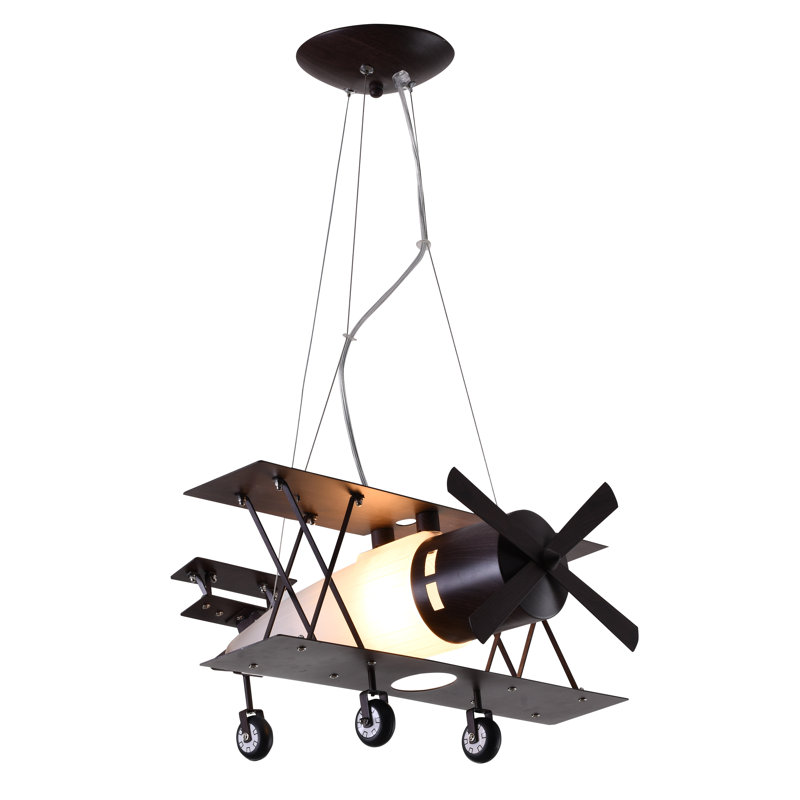 Eclectic 1 Light Brown Airplane Chandelier, Brown