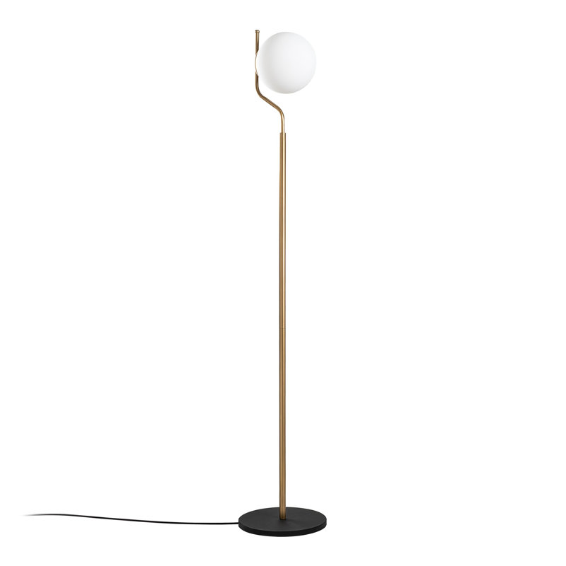 Élégante lampe sur pied dorée avec corps en métal, 11,8 x 11,8 x 66,1 pouces | Plaque de base de 30 cm, câble de 98,4 pouces, interrupteur marche / arrêt | Douille E27 de 40 W maximum (ampoule non incluse) | Éclairage moderne pour le salon et la chambre à coucher