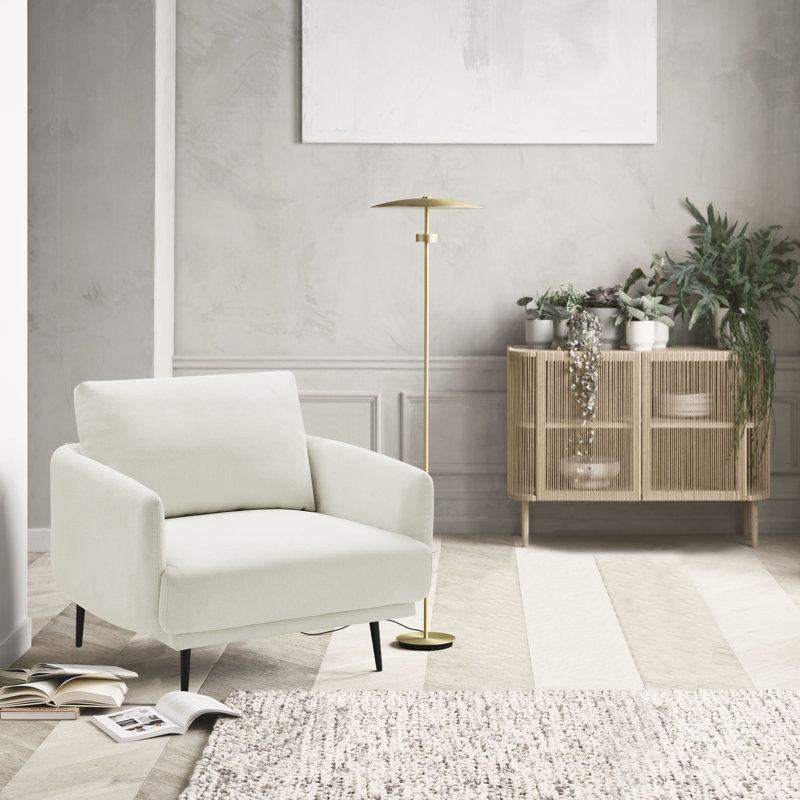 Fauteuil surdimensionné avec accoudoirs larges de 37,5 po Karaka, Polyester blanc pur