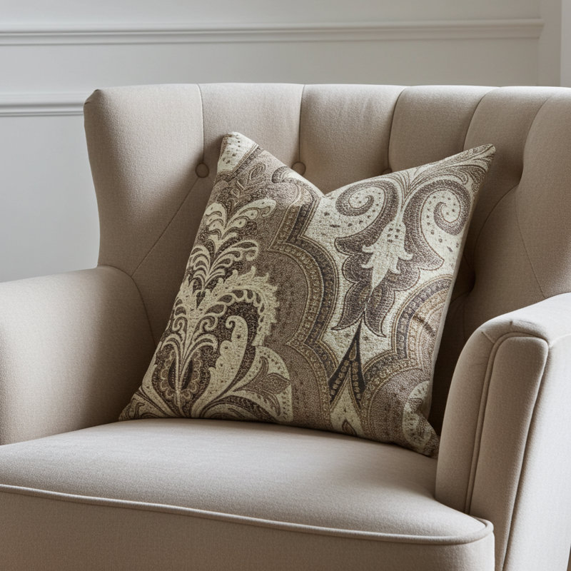 Coussin de luxe damassé Isabella, 20 po x 20 po, Coussin décoratif