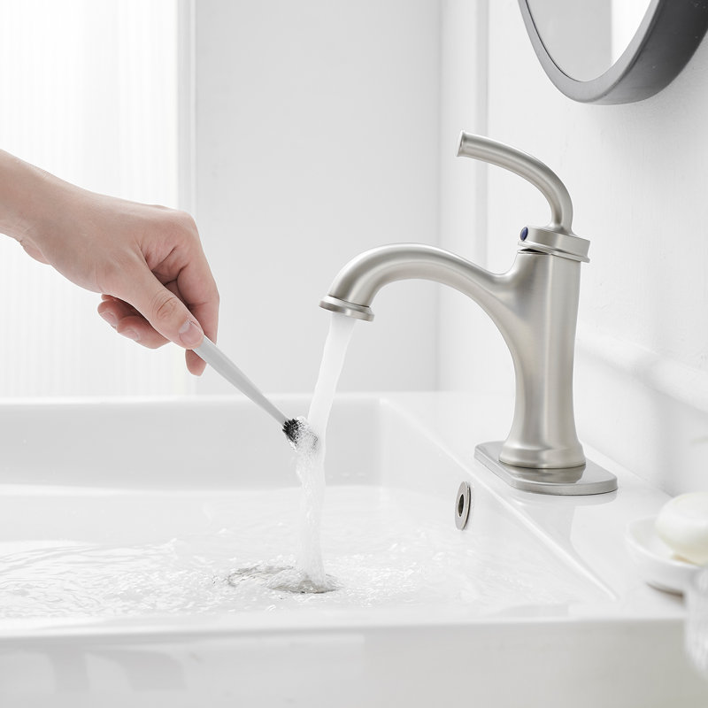 Single-Hole Single-handle Bathroom Faucet with Drain Assembly, Brushed Nickel