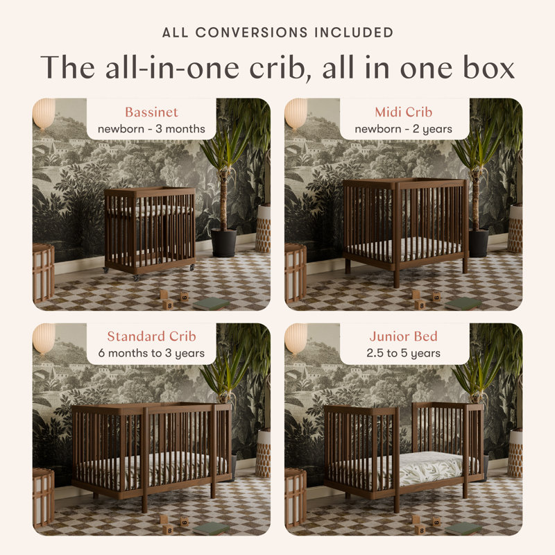 Pogo 8-in-1 Convertible Crib, Natural Walnut