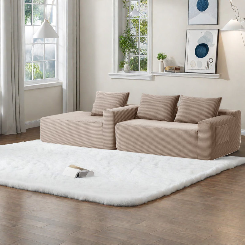 Canapé modulaire en velours côtelé 96,9 pouces