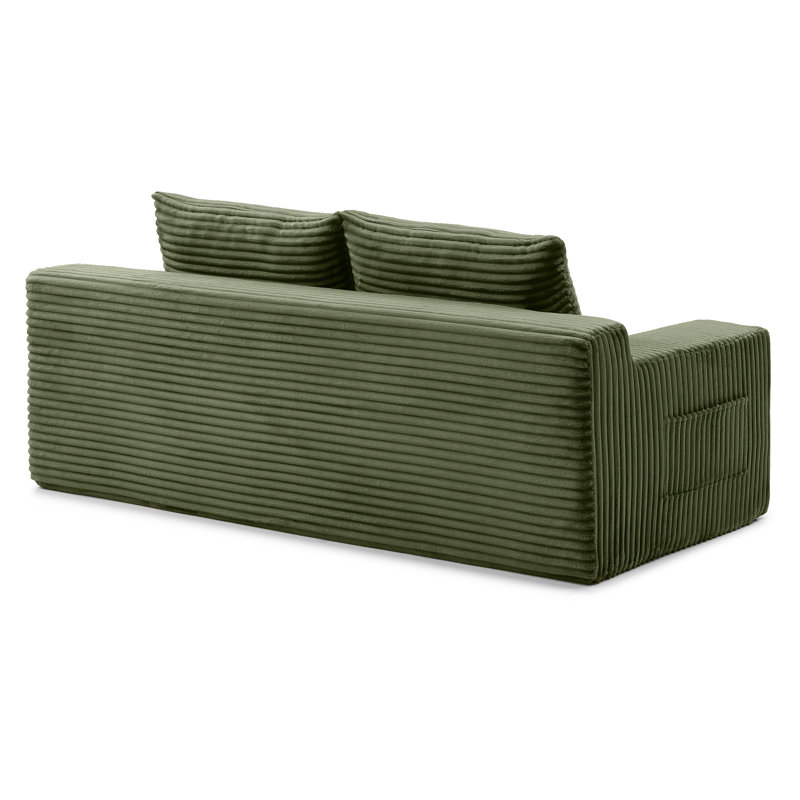 Canapé-lit à mémoire de forme en mousse, lit convertible 2 en 1 pliant, sans assemblage, Velours côtelé vert, Vert