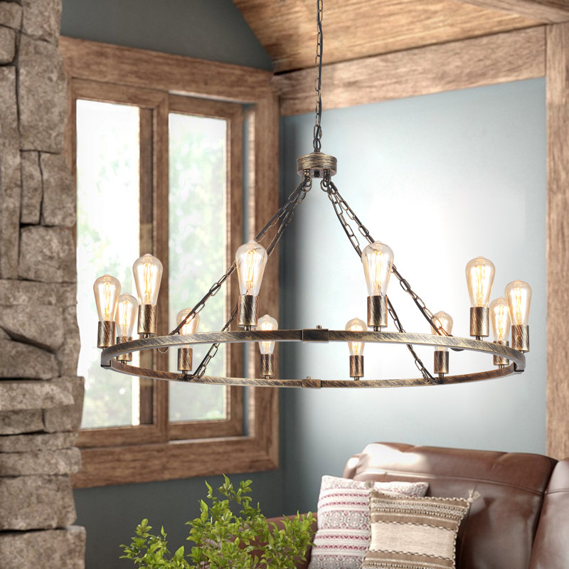 Turco 12 - Light Wagon Wheel Chandelier, Bronze