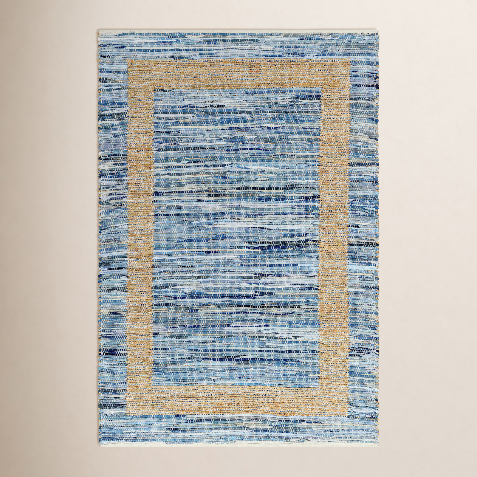 Demie Handmade Blue, Tan Rug, Rectangle 8' x 10'