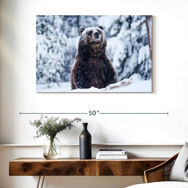 Grizzly dans la neige, H 26 po x l 39 po