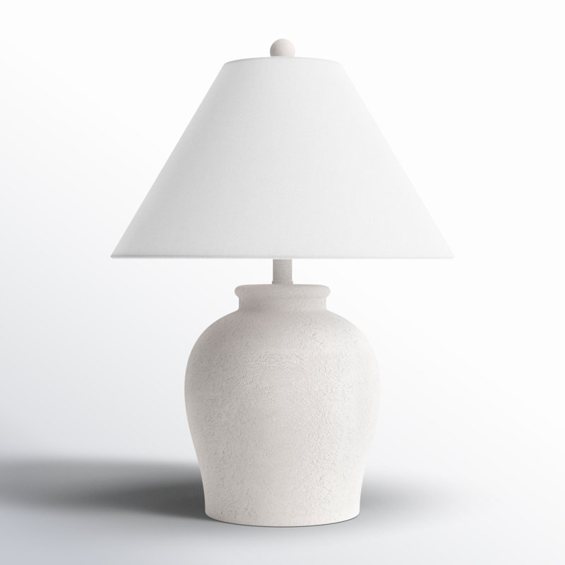 Chemise Ceramic Table Lamp, Black, Rattan