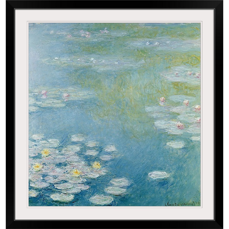 «Nympheas at Giverny, 1908» par Claude Monet - reproduction imprimée, H 36 po x H 36 po x P 1,25 po, Toile