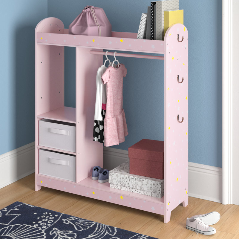  Kids Wooden Deluxe Open Armoire with Mirror