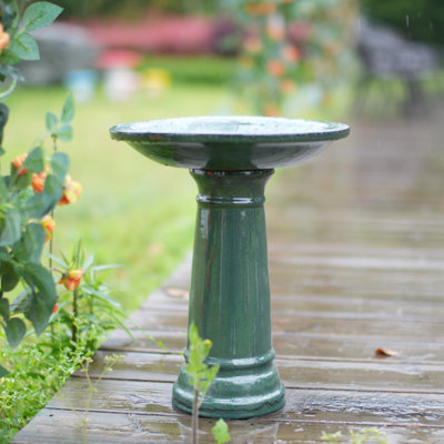 Bain d'oiseaux sur pied en céramique, 31,5 cm, pour jardin extérieur, abreuvoir pour oiseaux sauvages, idéal pour la décoration de terrasse et de jardin.