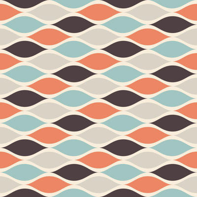 Orange & Blue Geometric Peel & Stick Wallpaper N04211