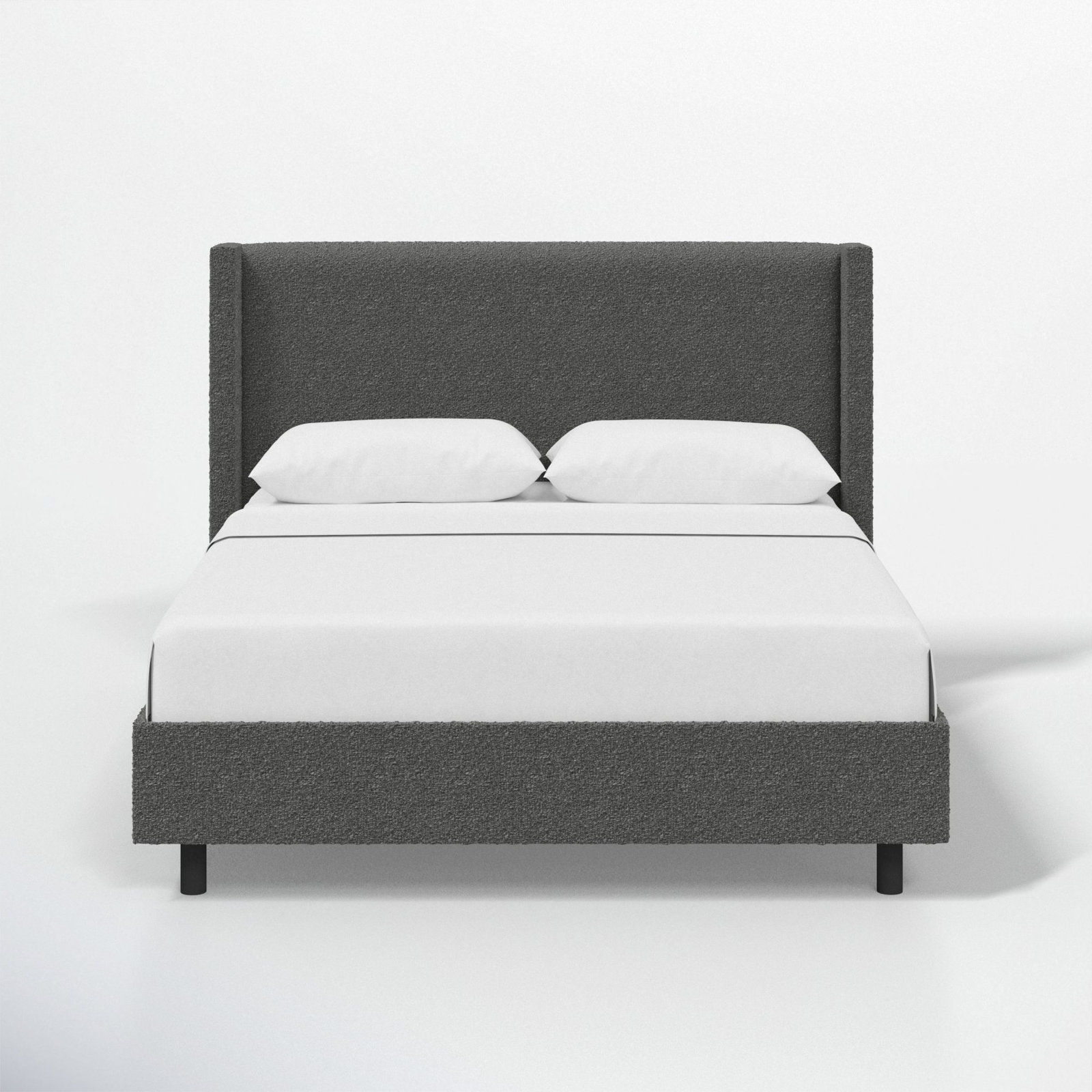 Hanson Upholstered Wingback Platform Bed, Twin, Classic Buff Boucle