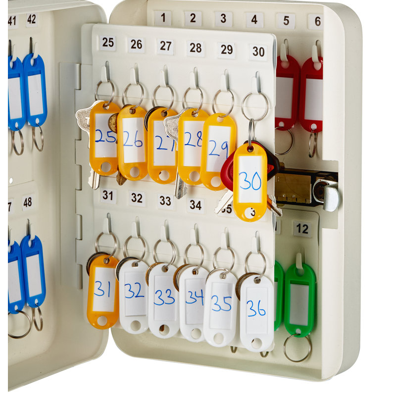 White Steel Wall-Mount Combination Lock Key Cabinet Set