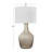 Leeza Smoked Art Glass Table Lamp with White Drum Shade – Boho Chic