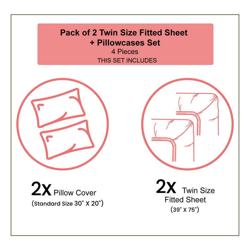 Drap-housse traditionnel et taie décorative Ambesonne, bleu nuit pâle, Twin Sheet Set + 2 Pillowcases