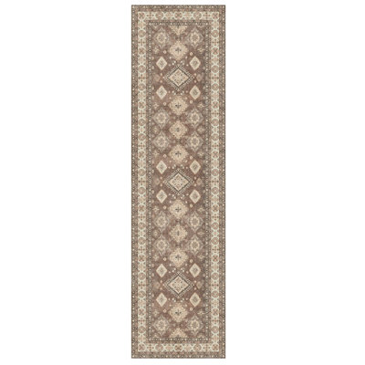 Tapis décoratif brun brun beige en polyester tissé à la machine