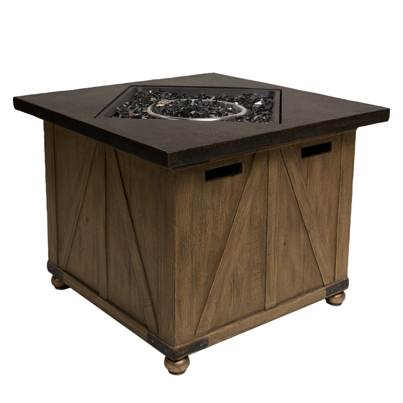 Square Farmhouse Fire Pit Table  w/50K BTU  Adjustable Flame