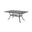 Table de salle à manger d'extérieur en fonte d'aluminium en cuivre brillant avec surface et motif rectangulaires ornés de motifs floraux