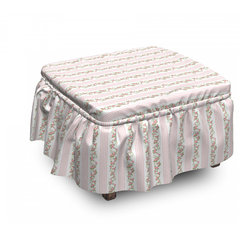 Housse pour repose-pieds flore et rayures