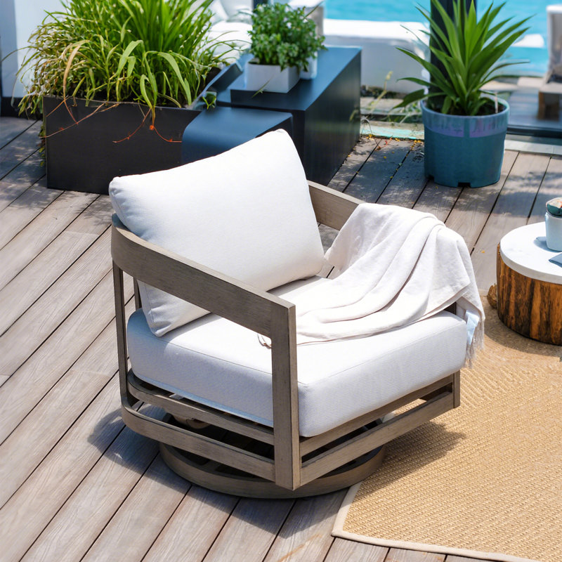 Harmonti Patio Aluminum Swivel Club Chairs Lounge Chairs With Cushions (Set Of 2)