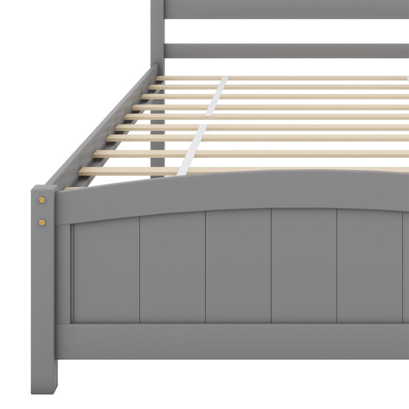 Lit plateforme avec tête et pied de lit., Gris