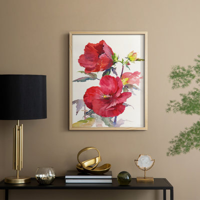 Hibiscus Glow III, reproduction encadrée - bois massif