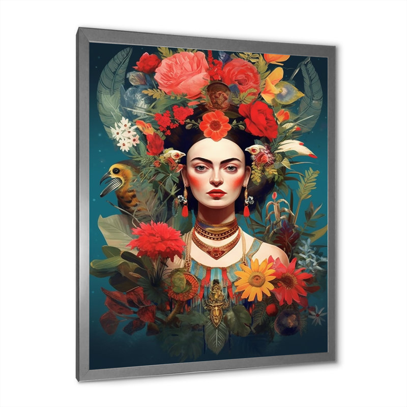 «Floral Goddess I», reproduction d'art sur toile, Cadre photo argenté, H 32 po x l 24 po x P 1 po