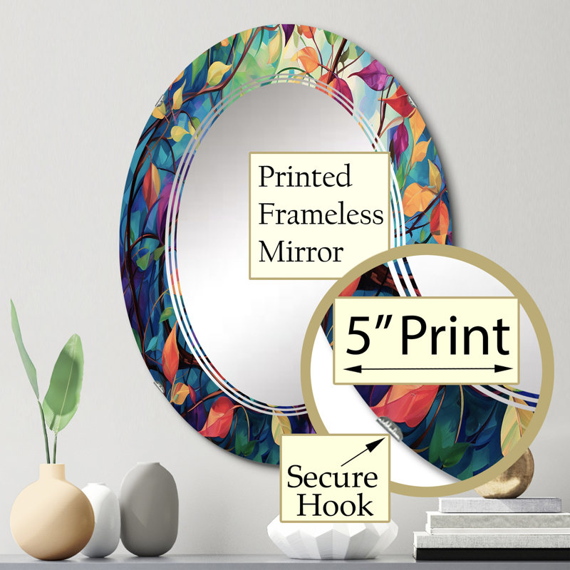 Miroir mural multicolore, vignes vibrantes multicolores I, 30 po x 20 po