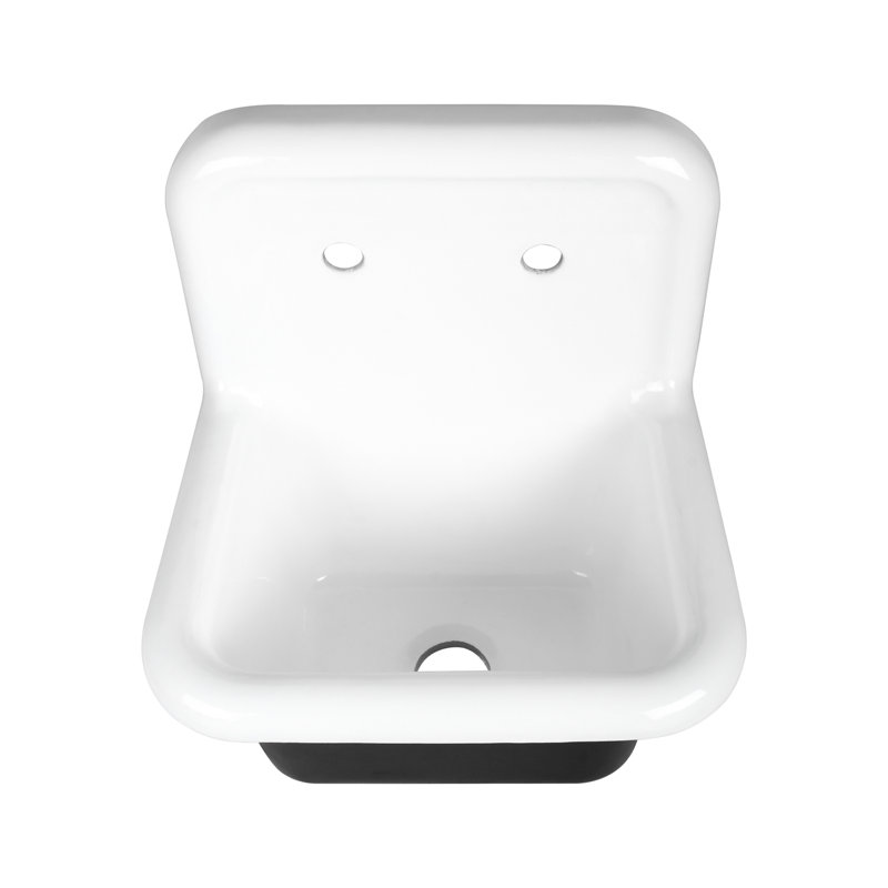 Lavabo de salle de bain mural en fonte avec extérieur Iman 22 po, Blanc/Noir