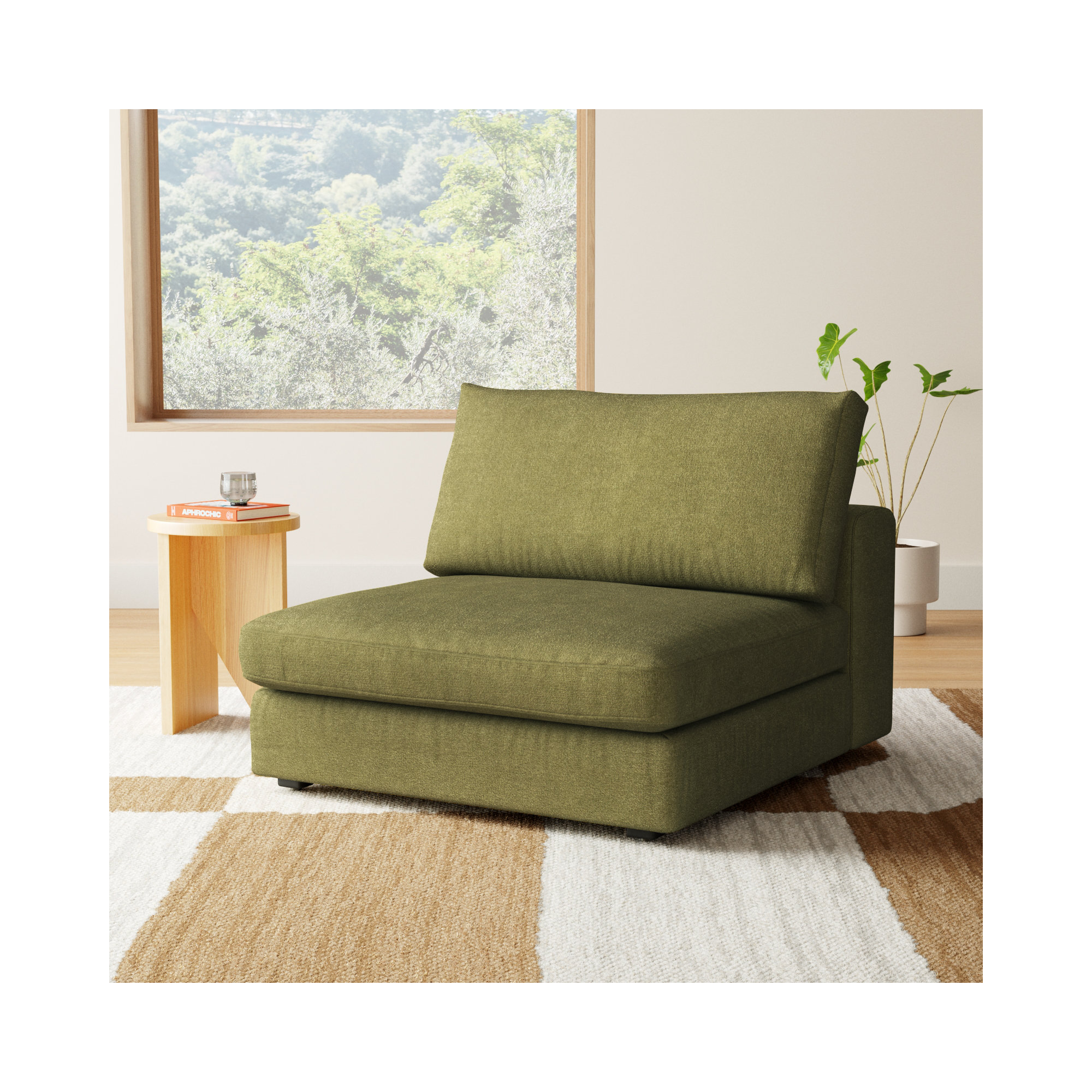 Ojai Upholstered Accent Chair, Green Chenille