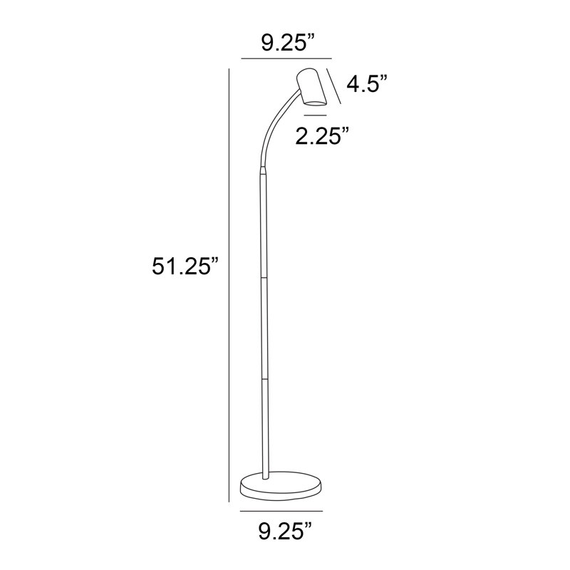 Lampe sur pied Thea, Noir satiné / chrome, Noir satiné
