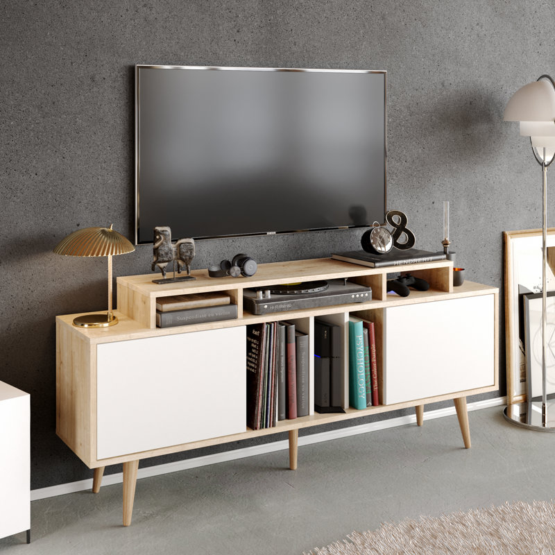 Alderfield TV Stand for TVs up to 70", Sapphire Oak/White