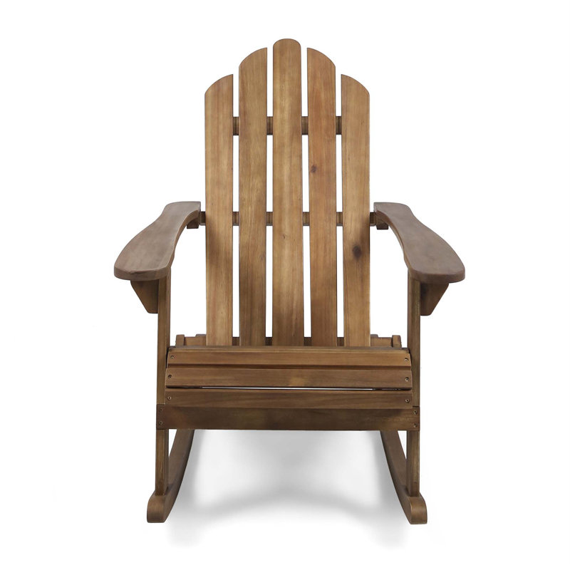 Chaise berçante en bois massif Mobley, Brun foncé