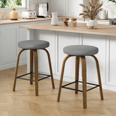 Ensemble de 2 tabourets de bar pivotants, tabourets pour îlot sans dossier à hauteur de comptoir