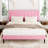 Sebria Bed Frame with Velvet Upholstered Square Design Headboard Platform Bed with Strong Wood Slats-1899001838-1899001810