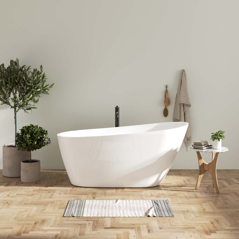 Baignoire de trempage autoportante en acrylique avec trop-plein et bonde Toe-Tap, certifiée Cupc C