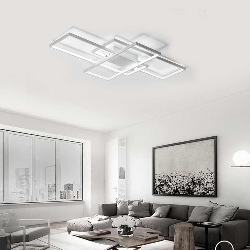 Arlyn 3 - Light Rectangle Acrylic LED Flush Mount, 8cm H x 90cm W x 50cm D, White