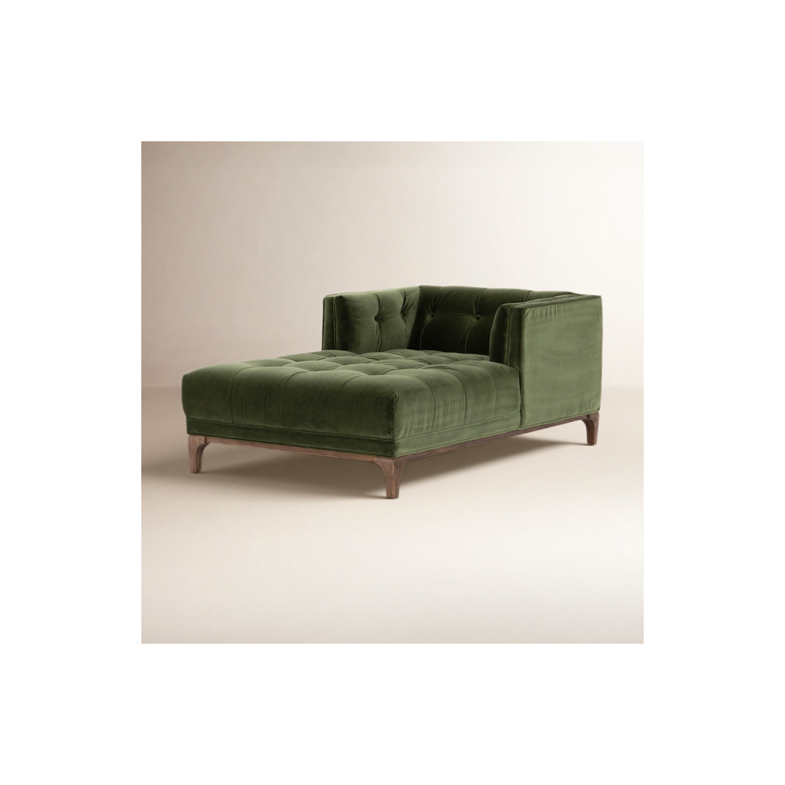 Bari Upholstered Chaise Lounge, Sapphire Olive Velvet