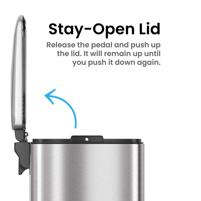 Slim Stainless Steel Fingerprint Resistant Trash Can with Flip Lid, 1.3 Gallon
