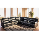Wynyard 109" Wide Faux Leather Reversible Reclining Corner Sectional