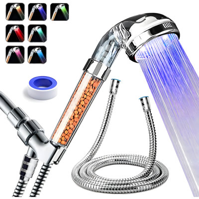 Handheld LED Shower Head With Filter - 7 Color Cycling, Anti-Hair Loss & Dry Skin Relief
