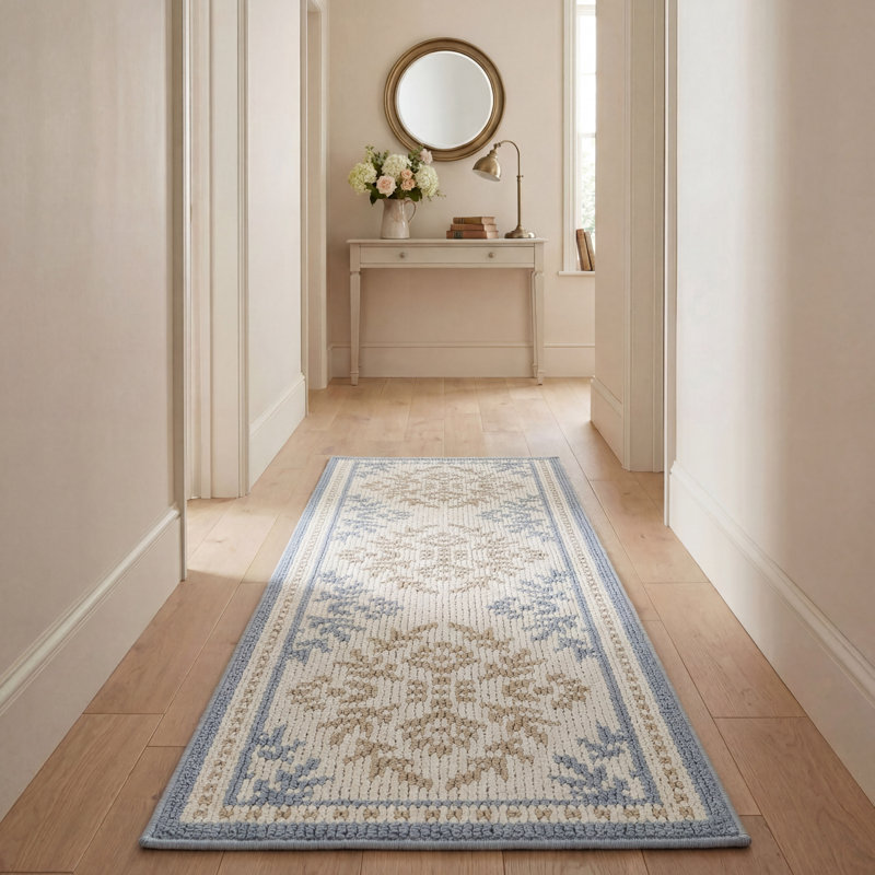 Laura Ashley Barnsley, Bleu, Tapis de couloir 2 pi x 6 pi