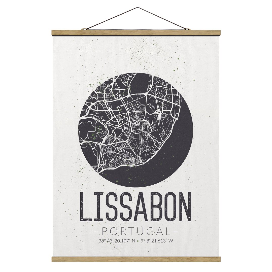 Grafikdruck Stadtplan Lissabon - Retro