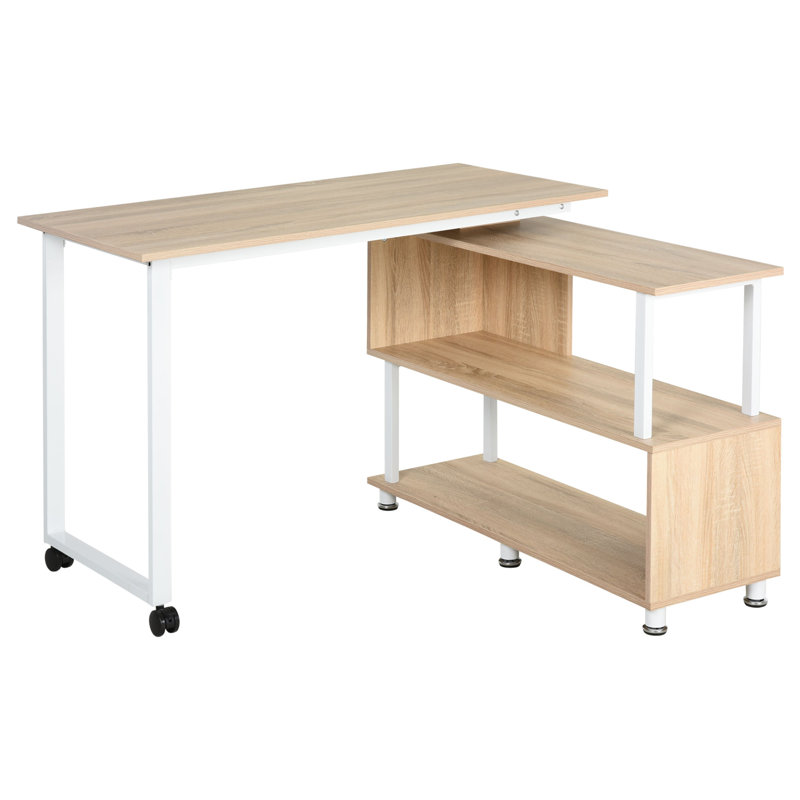 Bureau réversible Adda, Bois naturel / blanc