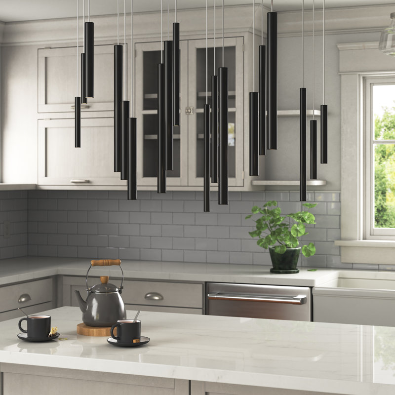 Santana 18 - Light LED Cluster Pendant, Frosted Black, Frosted Black