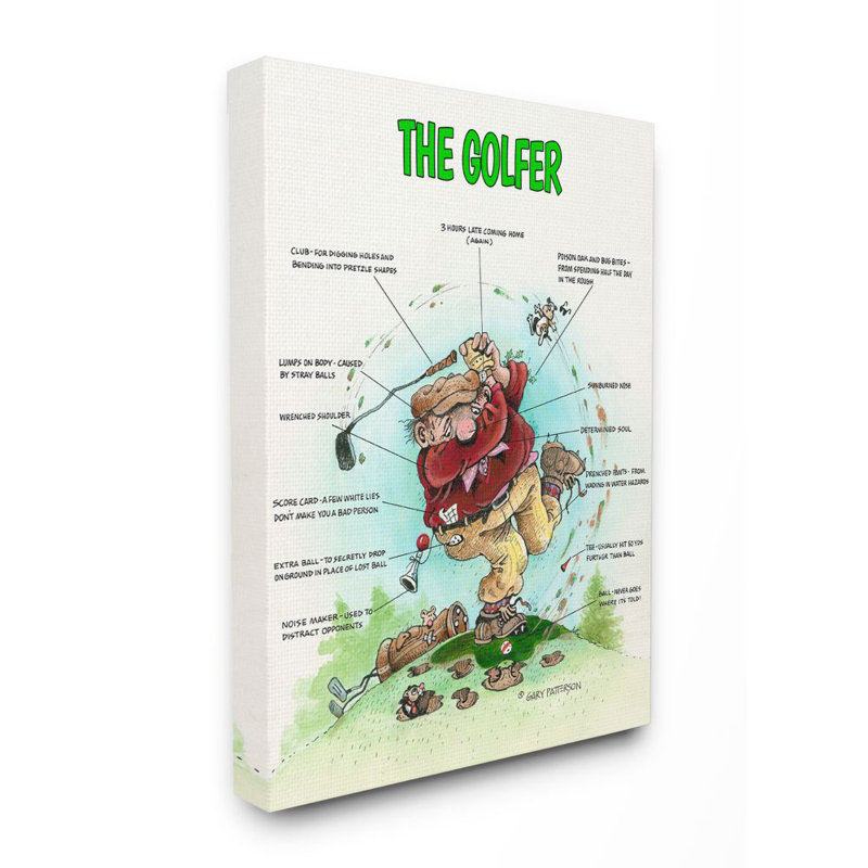 «The Golfeur», par Gary Patterson - reproduction de dessin, Toile tendue, H 40 po x l 30 po