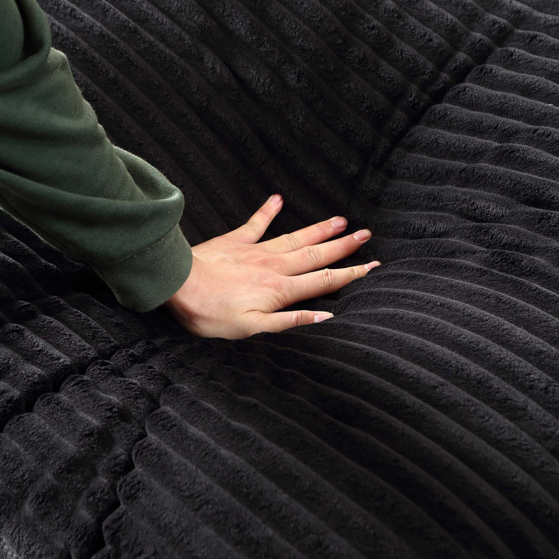 Corduroy Sleeper Sofa Couch, Black