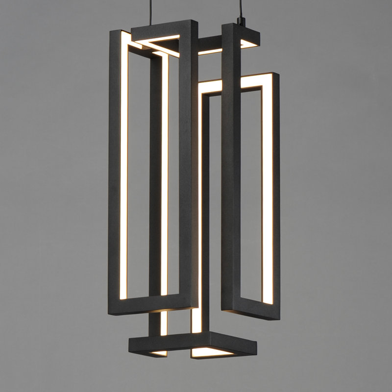 1 - Light Gold LED Unique/Statement Pendant, Black