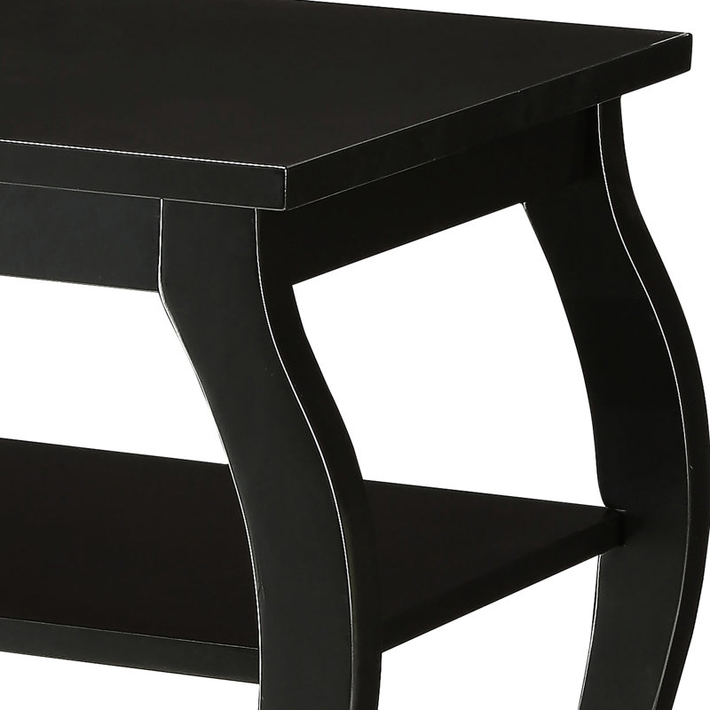 Table de bout carrée noire avec 2 tablettes et construction stable en bois pour les 2 pieds supérieurs élégants de la maison